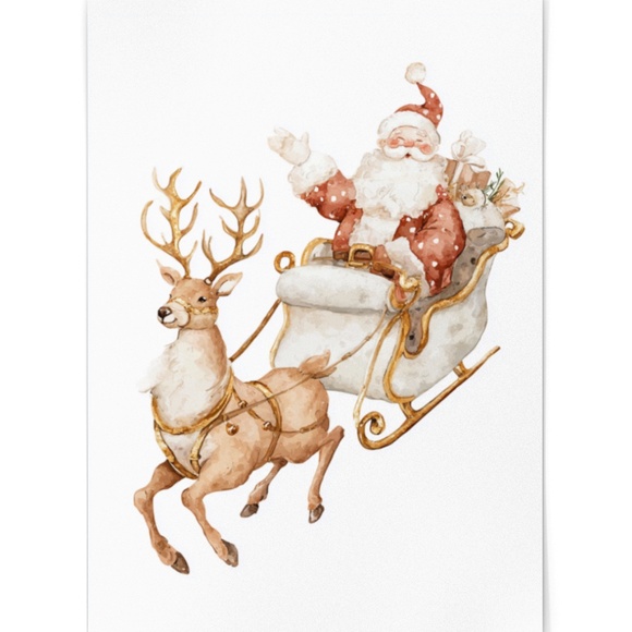 Watercolor Santa Claus Portrait Wall Art Print Poster, Unframed – Joyful Holiday - Picture 2 of 5